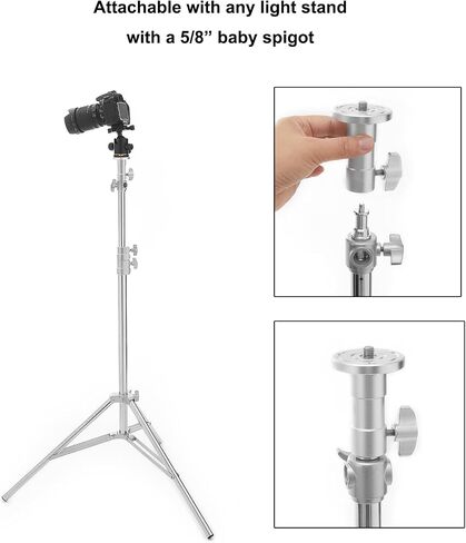 PHOCUS Baby Ball Head Adapter (5/8" Stud to 3/8" Thread), C Stand Camera Mount Adapter for Tripod Head on Photography Light Stand with Baby Pin or Junior Receiver in Kuwait