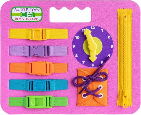 Buckle Toys, Busy Board, Blue, Montessori Learning Toy for Toddlers | Great for kids as an Airplane Activity or on The Go, Foam Sensory Board, Develop Fine Motor Skills in Kuwait