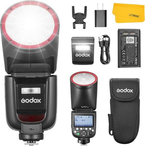 GODOX V1 Pro O V1Pro-O TTL Flash for Olympus, 2.4G Round Head Camera Flash for Panasonic HSS 1/8000s, 2980mAh Li-ion Battery, 500 Full Power Flashes,1.3s Recycle Time, LED Modeling Lamp(USA Version) in Saudi Arabia