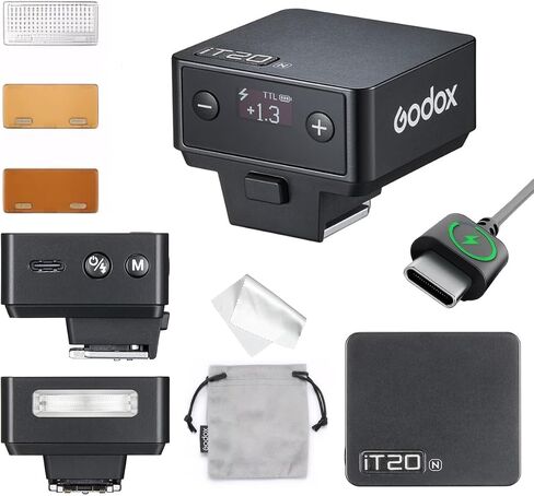 Godox IT20 O IT20O Flash for Olympus, GODOX Mini Camera Flash, TTL/Manual Modes,7.4V 300mAh Battery,1.5s Recycle,with ±⅓ Increment,Hot Shoe Triggering,Includes Spreader/Color Filter (Black) in Saudi Arabia