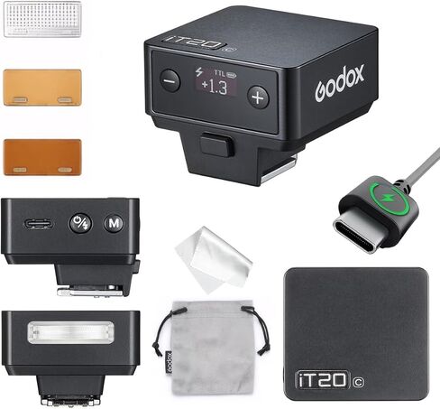 Godox IT20 O IT20O Flash for Olympus, GODOX Mini Camera Flash, TTL/Manual Modes,7.4V 300mAh Battery,1.5s Recycle,with ±⅓ Increment,Hot Shoe Triggering,Includes Spreader/Color Filter (Black) in Saudi Arabia