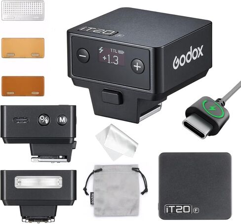 Godox IT20 O IT20O Flash for Olympus, GODOX Mini Camera Flash, TTL/Manual Modes,7.4V 300mAh Battery,1.5s Recycle,with ±⅓ Increment,Hot Shoe Triggering,Includes Spreader/Color Filter (Black) in Saudi Arabia