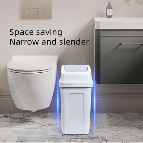 5.5 Gallon Restroom Trash Can with Swing Lid, Compact Slim Plastic Small Slim Trash Can,Detachable,Easy to Clean Kitchen Garbage Can for Dorm Room,Bathroom,Office,Restroom,Bedroom,Kitchen in Kuwait