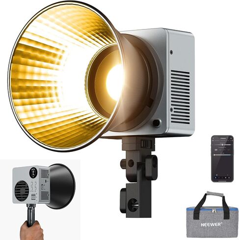 NEEWER 80W LED Video Light with 72Wh Battery & 100W PD Adapter APP/2.4G Control Portable Bi Color Mini COB Studio Continuous Output Lighting 25500lx/1m 2700-6500K 0-100% Dimming CRI95+ 13 Scene, HB80B in Kuwait