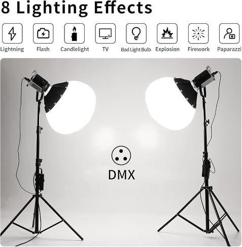 GVM 200W LED Video Light with Lantern Softbox, SD200D Photography Studio Lighting Kit with Bluetooth/DMX Control, 93000lux@0.5m 3200K-5600K Bi-Color Continuous Output Lighting for YouTube in Kuwait