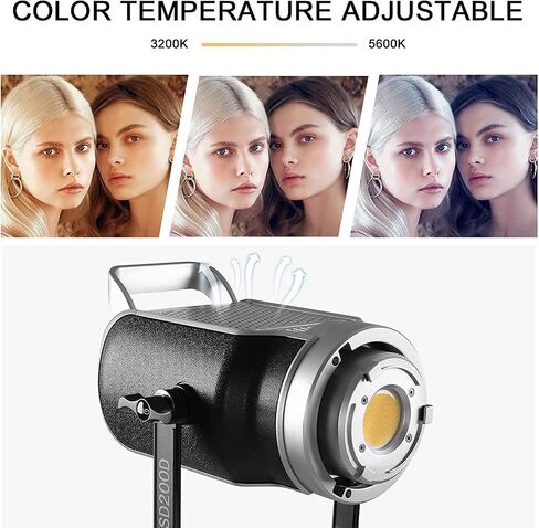 GVM 200W LED Video Light with Lantern Softbox, SD200D Photography Studio Lighting Kit with Bluetooth/DMX Control, 93000lux@0.5m 3200K-5600K Bi-Color Continuous Output Lighting for YouTube in Kuwait
