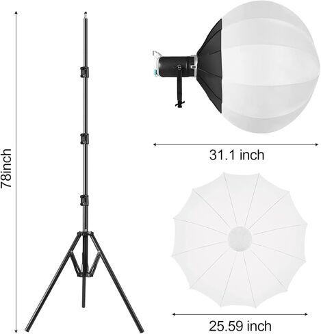 GVM 200W LED Video Light with Lantern Softbox, SD200D Photography Studio Lighting Kit with Bluetooth/DMX Control, 93000lux@0.5m 3200K-5600K Bi-Color Continuous Output Lighting for YouTube in Kuwait