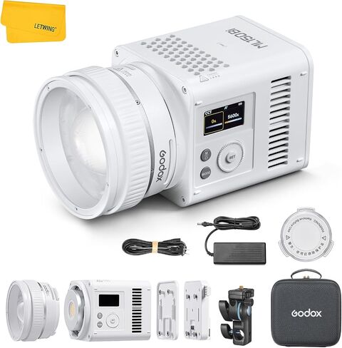 Godox ML100Bi 100W Portable LED Video Light,CRI 97+/TLCI 98+,0%-100% Brightness& Bi-Color COB Continuous Output Lighting 2800-6500K,11 FX Lighting Effects,App Control Mini Photography Light in Kuwait