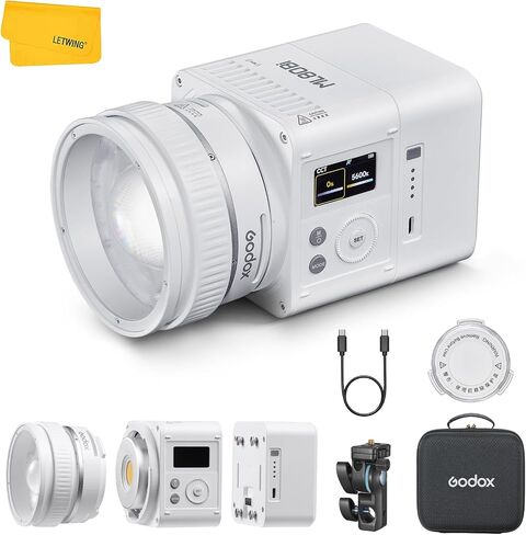 Godox ML100Bi 100W Portable LED Video Light,CRI 97+/TLCI 98+,0%-100% Brightness& Bi-Color COB Continuous Output Lighting 2800-6500K,11 FX Lighting Effects,App Control Mini Photography Light in Kuwait
