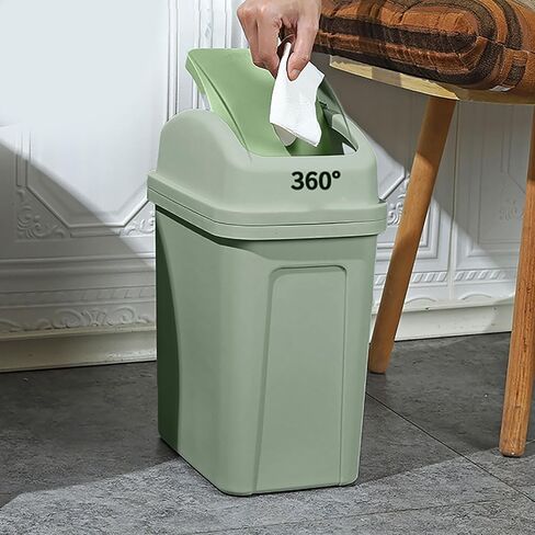 5.5 Gallon Dog Proof Trash Can with Swing Lid,Small Slim Plastic Compact Black Bathroom Trash Can,Detachable,Easy to Clean Small Garbage Can for Bedroom,Restroom,Office,Bathroom,Dorm Room,Kitchen in Kuwait