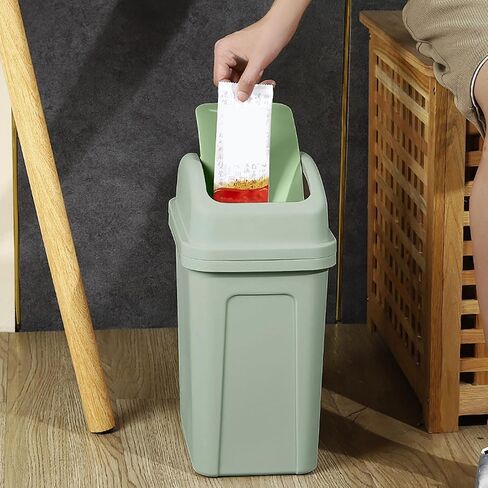 5.5 Gallon Dog Proof Trash Can with Swing Lid,Small Slim Plastic Compact Black Bathroom Trash Can,Detachable,Easy to Clean Small Garbage Can for Bedroom,Restroom,Office,Bathroom,Dorm Room,Kitchen in Kuwait