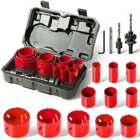 HYCHIKA 6 Inch/152mm Hole Saw,Bi-Metal Cutter Hole Max Cutting Depth 1-1/2inch(40mm) with 1 Arbor,2 Drill Bit for Wood Cutting Cornhole Plastic Drywall Boards Fiberboard in Kuwait