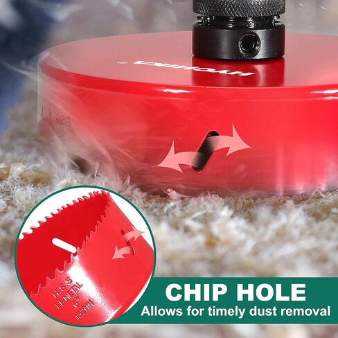 HYCHIKA 6 Inch/152mm Hole Saw,Bi-Metal Cutter Hole Max Cutting Depth 1-1/2inch(40mm) with 1 Arbor,2 Drill Bit for Wood Cutting Cornhole Plastic Drywall Boards Fiberboard in Saudi Arabia