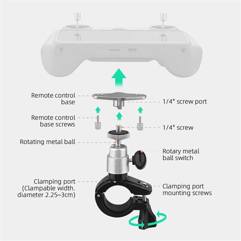 Mini 5 Pro RC2 Remote Bicycle Handlebar Mount Holder Clamp for DJI RC 2 / RC Control for DJI Avata 360 MINI 5 PRO Air 3S Flip Mini 4 3 Pro Mavic 4 3 PRO Drone, Bike Riding Follow-up Shooting in Kuwait