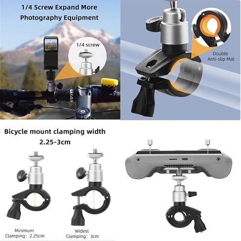 Mini 5 Pro RC2 Remote Bicycle Handlebar Mount Holder Clamp for DJI RC 2 / RC Control for DJI Avata 360 MINI 5 PRO Air 3S Flip Mini 4 3 Pro Mavic 4 3 PRO Drone, Bike Riding Follow-up Shooting in Kuwait