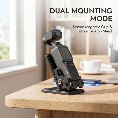 Universal Magnetic Assistant Frame for DJI Pocket 4 / Pocket 3 – Multi-Function Mounting Bracket with Cold Shoe, 1/4" Threaded Hole, Quick Slide Design, Desktop Stand in Kuwait