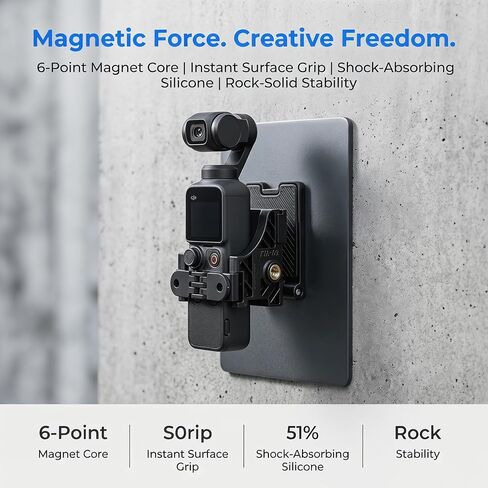 Universal Magnetic Assistant Frame for DJI Pocket 4 / Pocket 3 – Multi-Function Mounting Bracket with Cold Shoe, 1/4" Threaded Hole, Quick Slide Design, Desktop Stand in Kuwait