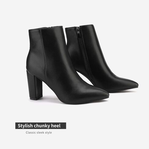 DREAM PAIRS Women's Chunky Heel Ankle Booties,Black/Pu,6.5 in Kuwait