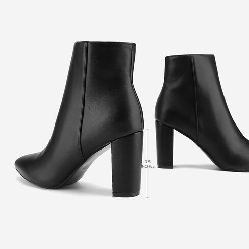 DREAM PAIRS Women's Chunky Heel Ankle Booties,Black/Pu,6.5 in Kuwait