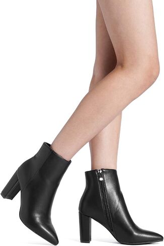DREAM PAIRS Women's Chunky Heel Ankle Booties,Black/Pu,6.5 in Kuwait