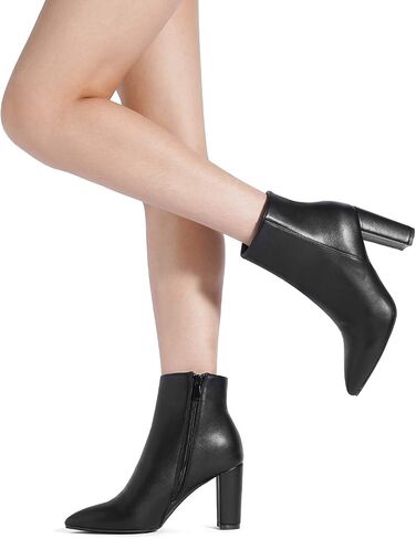 DREAM PAIRS Women's Chunky Heel Ankle Booties,Black/Pu,6.5 in Kuwait