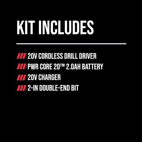 SKIL PWR CORE 20 Brushless 20V 1/2-Inch Drill Driver Kit, Includes 2.0 Ah Battery and Charger - DL6280B-10 in Kuwait