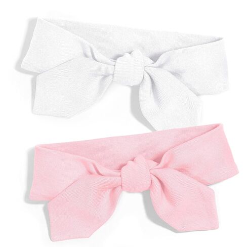 City Threads Soft 100% Cotton Girls Knotted Headband, Pink/White, 2-Pack in Kuwait