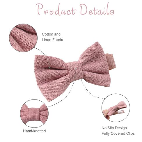 CÉLLOT 20Pcs Baby Bow Clips 2 inch Bows Fully Lined Hairpin for Baby Girls | Cotton and Linen Baby Hair Bows | for Infants Toddlers and Kids in Kuwait