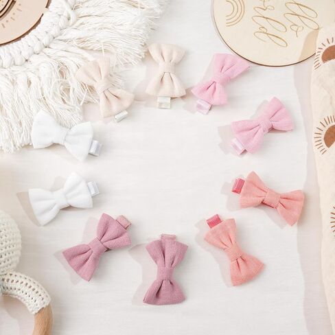 CÉLLOT 20Pcs Baby Bow Clips 2 inch Bows Fully Lined Hairpin for Baby Girls | Cotton and Linen Baby Hair Bows | for Infants Toddlers and Kids in Kuwait