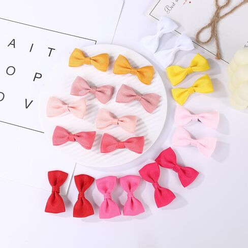 2inch Hair Bows for Baby Girls,60PCS Grosgrain Boutique Solid Ribbon Mini Bows Alligator Clips for Baby Girls Newborns Toddler in Pairs in Kuwait