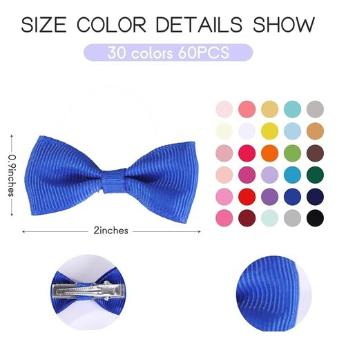 2inch Hair Bows for Baby Girls,60PCS Grosgrain Boutique Solid Ribbon Mini Bows Alligator Clips for Baby Girls Newborns Toddler in Pairs in Kuwait