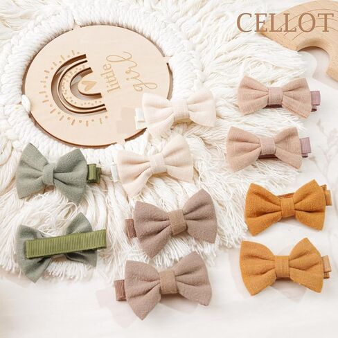 CÉLLOT 20Pcs Baby Bow Clips 2 inch Bows Fully Lined Hairpin for Baby Girls | Cotton and Linen Baby Hair Bows | for Infants Toddlers and Kids in Kuwait