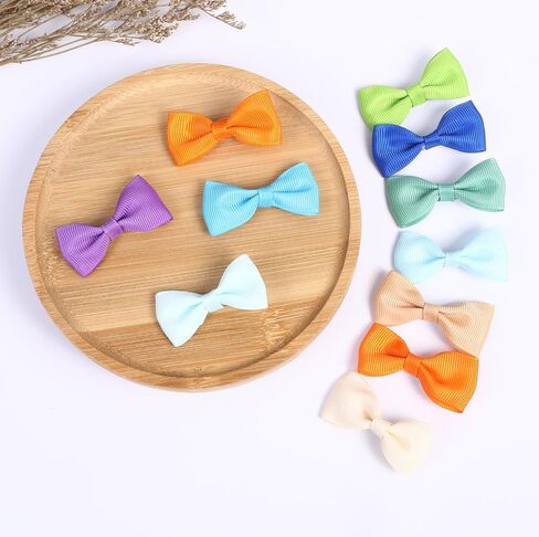 2inch Hair Bows for Baby Girls,60PCS Grosgrain Boutique Solid Ribbon Mini Bows Alligator Clips for Baby Girls Newborns Toddler in Pairs in Kuwait