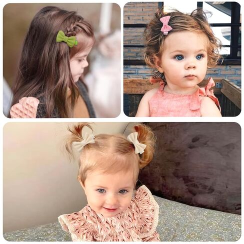 CÉLLOT 20Pcs Baby Bow Clips 2 inch Bows Fully Lined Hairpin for Baby Girls | Cotton and Linen Baby Hair Bows | for Infants Toddlers and Kids in Kuwait