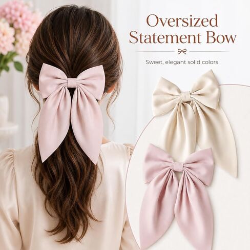 Danyarts 2pcs صلبة كبيرة من ذيل الحصان القوس التمساح مقاطع الشعر Duckbill barrettes إكسسوارات الشعر للأطفال الصغار الصغار in Kuwait
