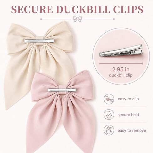 Danyarts 2pcs صلبة كبيرة من ذيل الحصان القوس التمساح مقاطع الشعر Duckbill barrettes إكسسوارات الشعر للأطفال الصغار الصغار in Kuwait