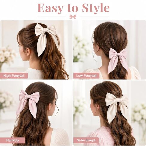 Danyarts 2pcs صلبة كبيرة من ذيل الحصان القوس التمساح مقاطع الشعر Duckbill barrettes إكسسوارات الشعر للأطفال الصغار الصغار in Kuwait