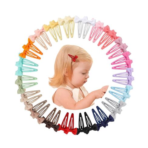 20PCS Hair Bows Clips for Toddler Girls, 2 Inch Grosgrain Ribbon Non Slip Metal Colorful Snap Hair Bows Barrettes for baby Women Girls Toddler Kids Teens (10 Colors) in Saudi Arabia