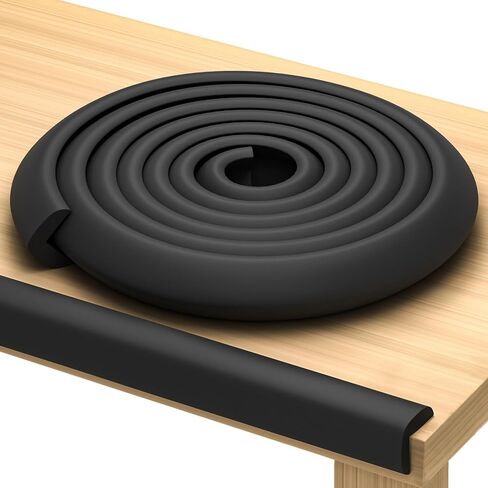 Premium 12ft Edge Protector for Baby, Odorless & Waterproof Foam Cushion with 3M Adhesive Tape, Non-Toxic to Baby Proof Corners and Edges, Wall Corner Protector & Desk Edge Cushion Black in Kuwait