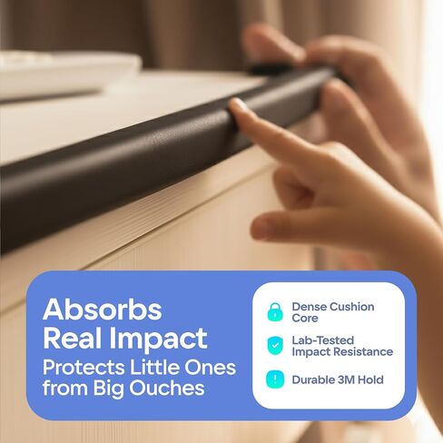 Premium 12ft Edge Protector for Baby, Odorless & Waterproof Foam Cushion with 3M Adhesive Tape, Non-Toxic to Baby Proof Corners and Edges, Wall Corner Protector & Desk Edge Cushion Black in Kuwait