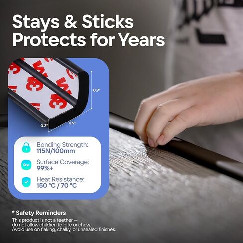 Premium 12ft Edge Protector for Baby, Odorless & Waterproof Foam Cushion with 3M Adhesive Tape, Non-Toxic to Baby Proof Corners and Edges, Wall Corner Protector & Desk Edge Cushion Black in Kuwait