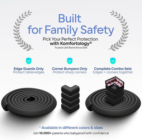 Premium 12ft Edge Protector for Baby, Odorless & Waterproof Foam Cushion with 3M Adhesive Tape, Non-Toxic to Baby Proof Corners and Edges, Wall Corner Protector & Desk Edge Cushion Black in Kuwait