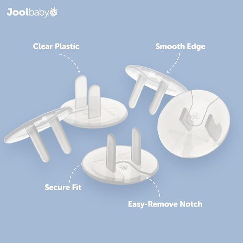 Jool Baby Outlet Covers (32 Pack) for Child Safety - Easy Adult Removal, Plug Protectors for Baby Proofing Electric Sockets - Transparent Design in Kuwait
