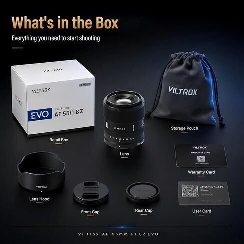 VILTROX 55mm F1.8 Z Lens AF 55mm F 1.8 EVO Z Lens for Nikon Full Frame Auto Focus Portrait Lenses for Nikon Z6 III Z8 Z9 Z30 ZFC Z50 II Z7 II ZR in Kuwait