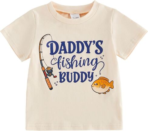 Kaipiclos Toddler Boy Shirts 12 18 24 Month 2T 3T 4T 5T Boys Shirts Clothes Short Sleeve Shirt Fishing Outfit Summer Kids Tee in Kuwait