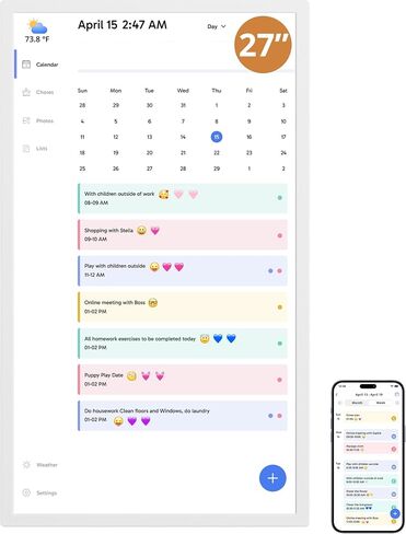 Dragon Touch 21.5" Digital Calendar Chore Chart – 1080P Full HD Interactive Touchscreen, Smart Family Planner, Hearth Display Digital Calendar Wall & Desk Mountable for Seamless Scheduling in Kuwait
