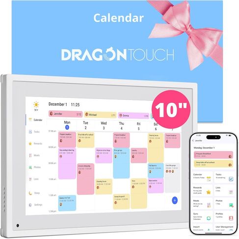 10.1" Digital Calendar Chore Chart – 1080P Full HD Interactive Touchscreen, Smart Family Planner, Hearth Display Digital Wall & Desk Mountable for Seamless Scheduling in Kuwait
