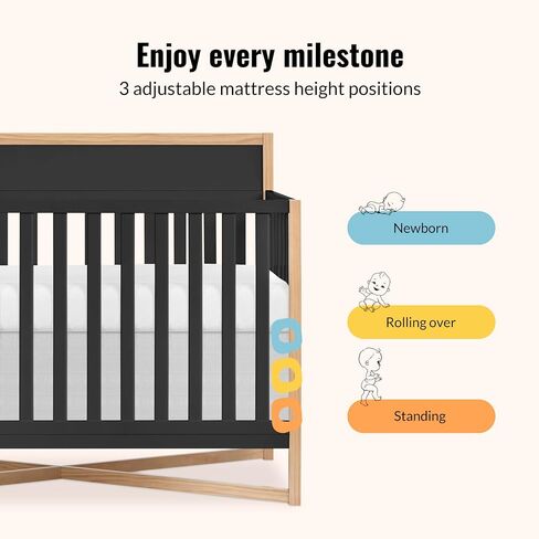 Dream On Me Crib & Mattress Bundle – Owen 5-in-1 Convertible Crib + 5" Full-Size Mattress in Kuwait