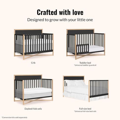 Dream On Me Crib & Mattress Bundle – Owen 5-in-1 Convertible Crib + 5" Full-Size Mattress in Kuwait