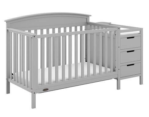 Graco Benton 4-in-1 Convertible Crib and Changer – GREENGUARD Gold Certified, Crib & Changing-Table Combo, Water-Resistant Changing Pad, Converts to Toddler Bed, Daybed and Full-Size Bed (Pebble Gray) | GREENGUARD Gold Certified, Baby Crib & Changing Tabl in Kuwait
